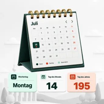 Aktuelles Datum, Wochentag und Tag des Jahres in Deutschland