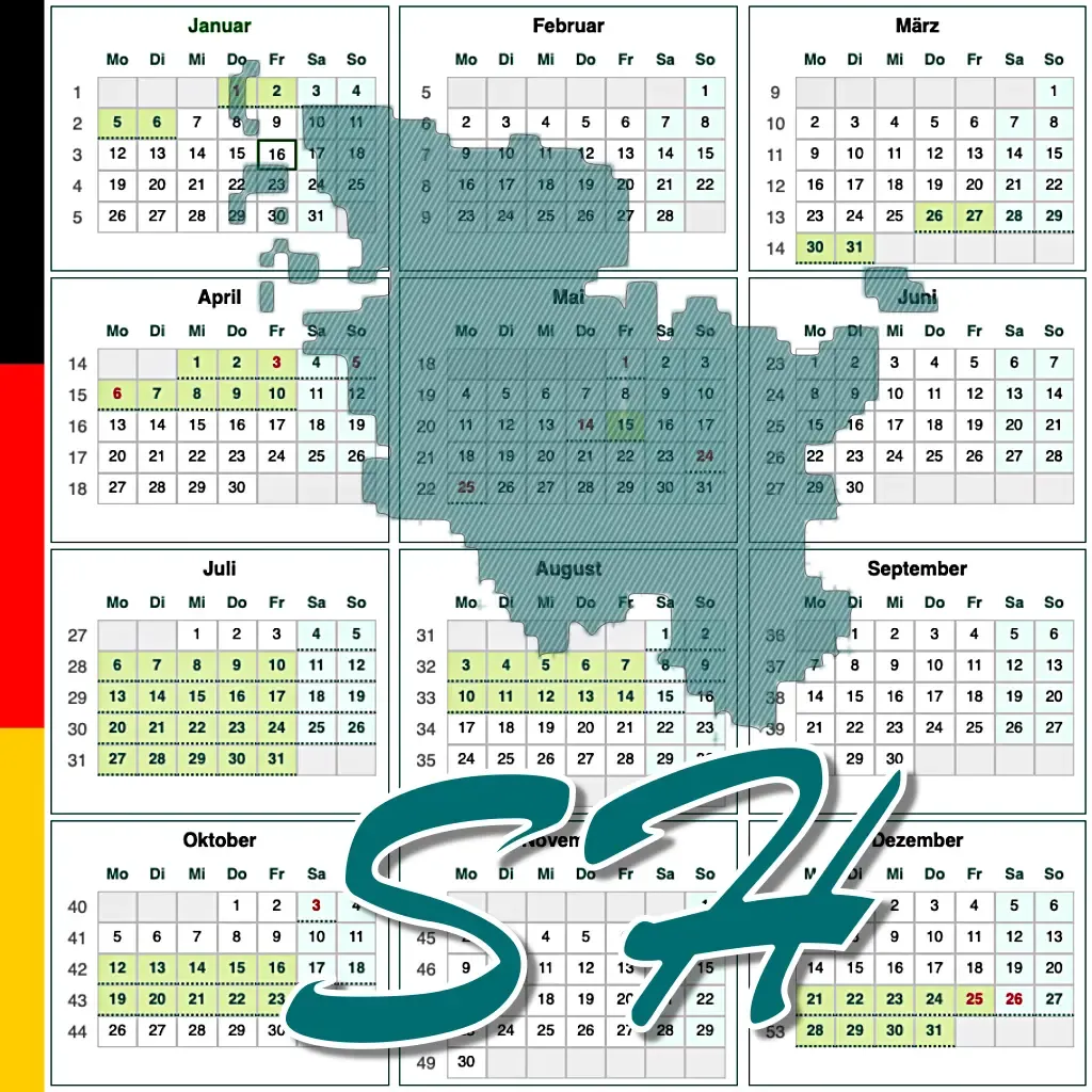 Calendar of holidays and school vacations in the federal state of Schleswig-Holstein